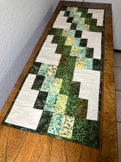 small table runner Green batik